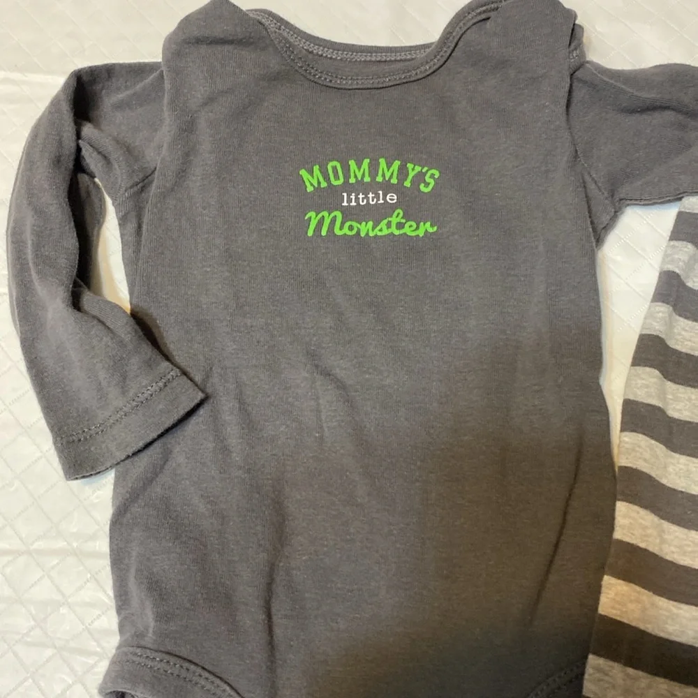 Carters infant pajamas long sleeve onesie, top and bottom mommy’s little monster